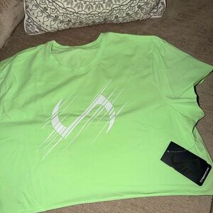 Vibrant Green Crop Top with Graphic Design